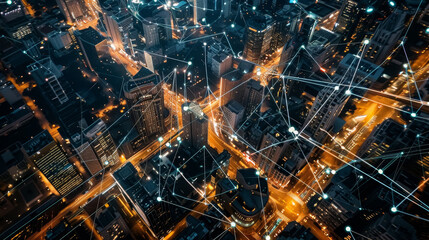 Aerial Smart City Network Glow