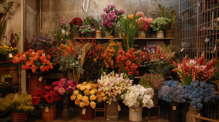 Fototapeta premium Array of Seasonal Flowers Display