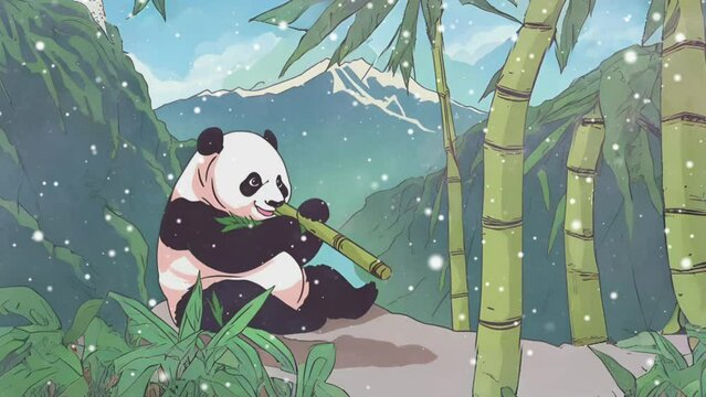 Bear in snow desert animation 4K