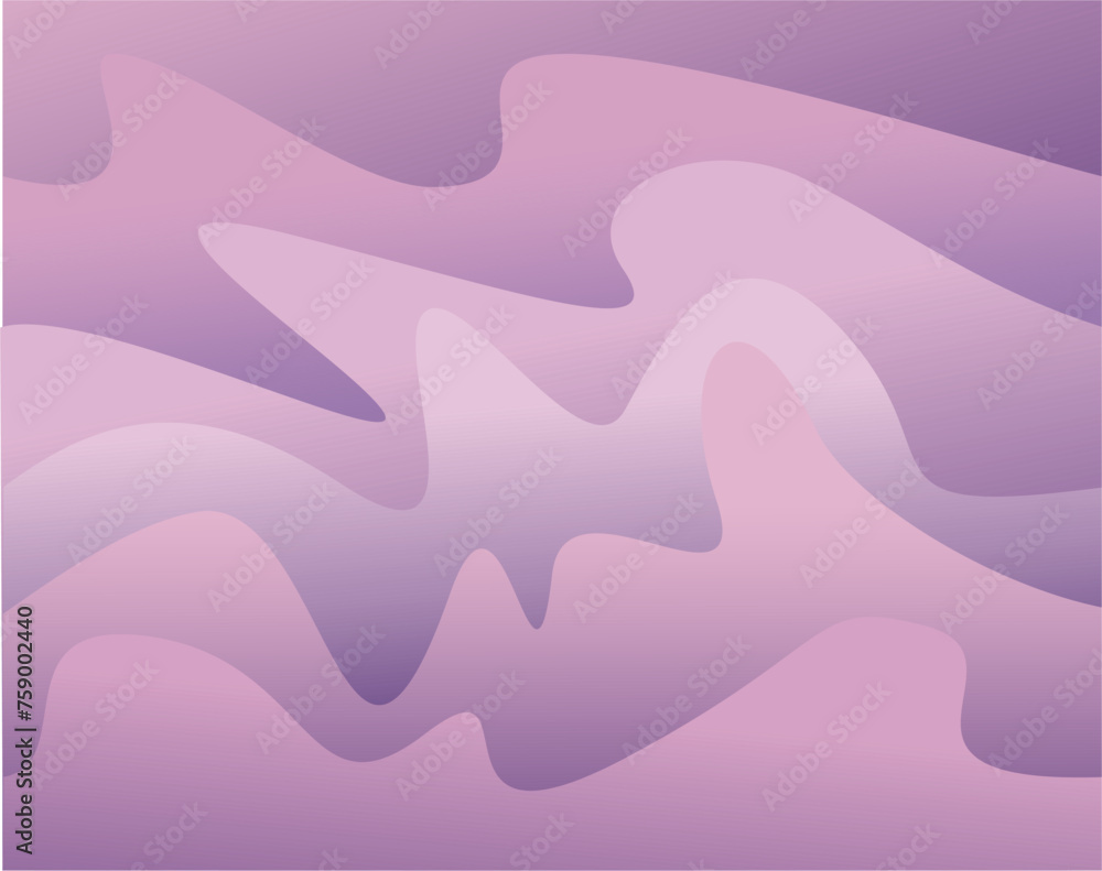 Poster a composition of abstract shapes with gradient color tones of light violet and purple as background 