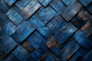 Wooden Plank Wall in Geometric Pattern - obrazy, fototapety, plakaty