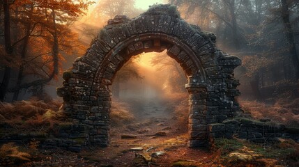 Ancient Stone Arch in Forest