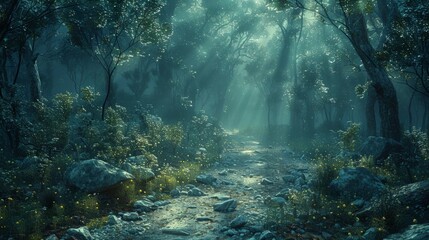 Fototapeta premium Path Meandering Through Dense Forest