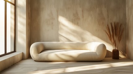 Serene modern living room bathed in sunlight