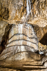 The Organ pillar located in the Womans Cave (aka Pestera Muierii), Gorj county, Romania. - 759005052