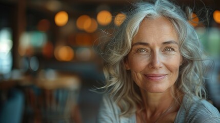 Smiling Elderly Woman With Grey Hair