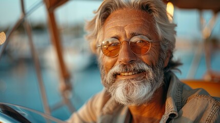 Bearded Man With Glasses on Boat