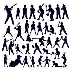 baseball player silhouette collection