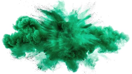 Vibrant Green Powder Burst on Isolated Background
