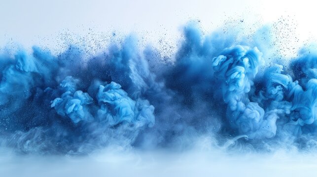 Ethereal Blue Dust Explosion on Tranquil Background