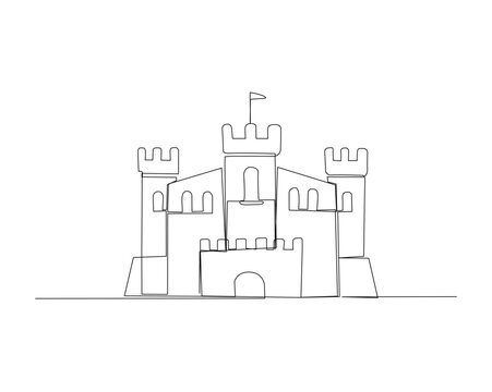 recommend clip art: Continuous one line drawing of castle vector design. Castle single line art vector illustration. Editable stroke.