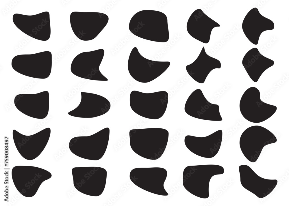 Poster amoeba, irregular blob shape vector illustration set