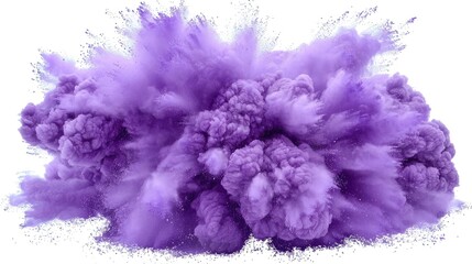 Vibrant purple cloud explosion isolated on white