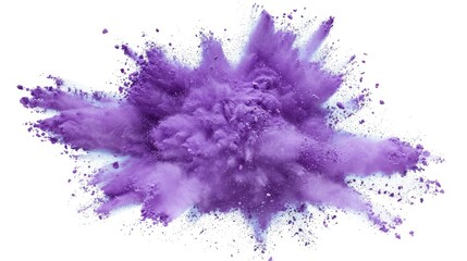 Burst of purple powder isolated on white