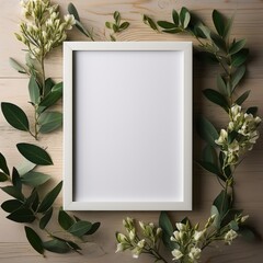 Mockup frame floral design copy space for text Generative AI