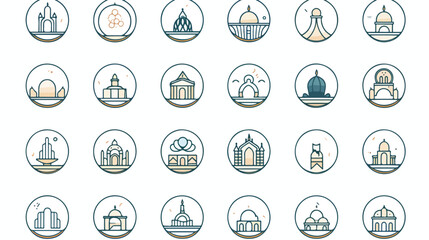 Ramadan icons. Muslim islam prayer and ramadan 