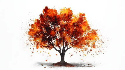 fire tree on white background
