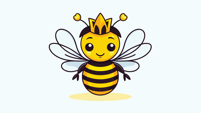The queen bee is wearing a crown a cute mascot