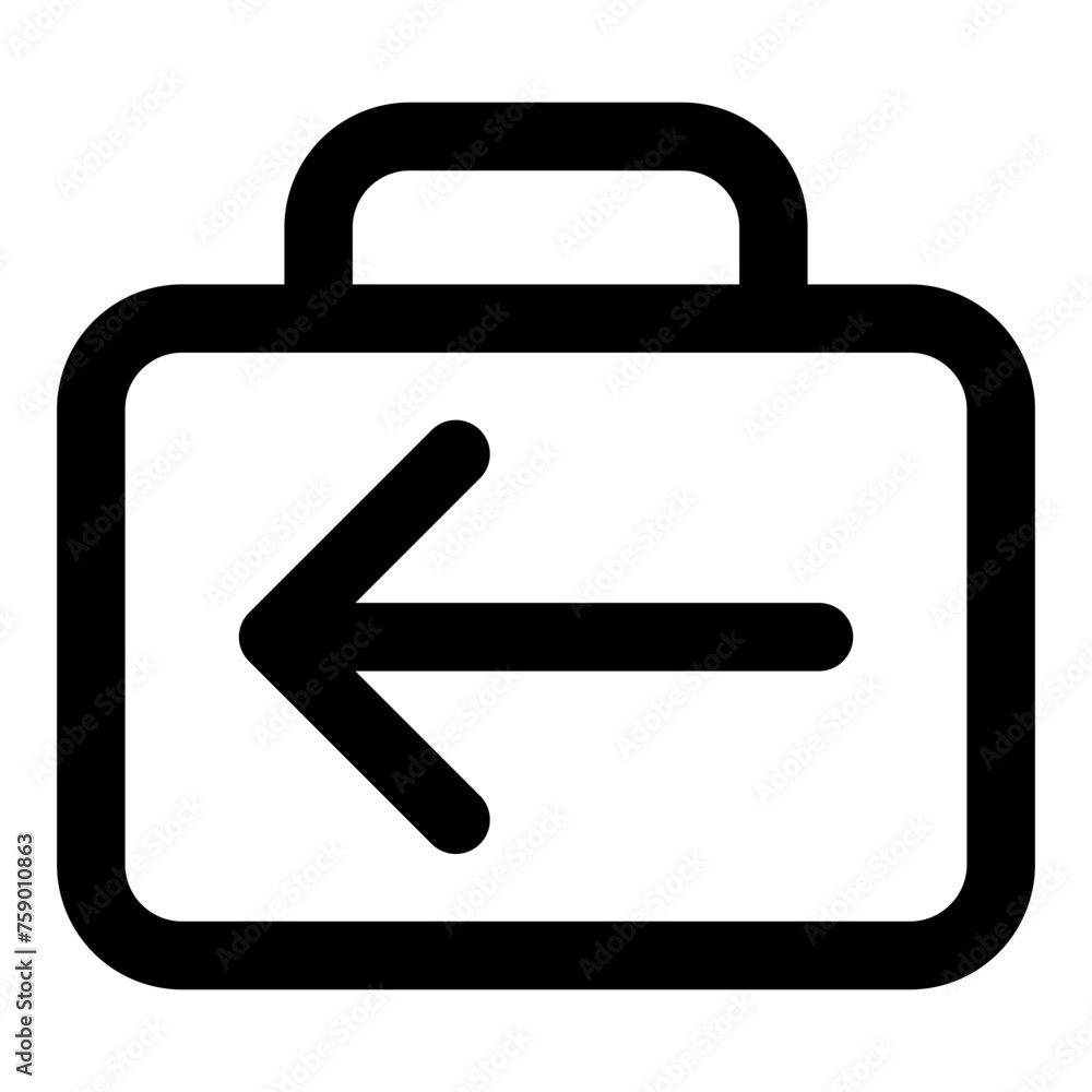 Poster briefcase arrow left icon in outline style. simple working bag vector illustration — pixel-perfect i