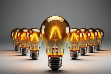 Old edison light bulbs glowing Generative AI