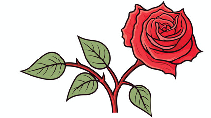 rose bud on stem flower plant nature doodle linear