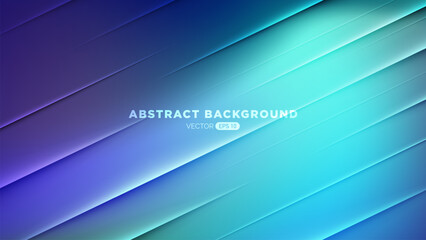 Blurred colored blue and green abstract background and smooth transitions of iridescent colors and colorful gradient with diagonal paper cut lines - obrazy, fototapety, plakaty