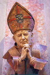 figure of Pope John Paul II inside the Basilica of the Martyrs, Church of the Holy Sacrament,...