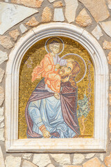 Representative figure of the Greek Orthodox Church of Ayia Napa. mosaics outside the church