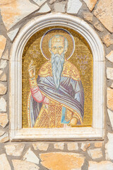 Fototapeta premium Representative figure of the Greek Orthodox Church of Ayia Napa. mosaics outside the church