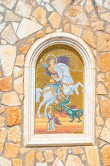 Representative figure of the Greek Orthodox Church of Ayia Napa. mosaics outside the church