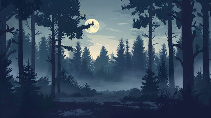 dark forest background illustration