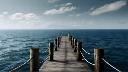 Tuinposter wooden pier in the sea © kriwan