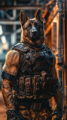 German Shepherd Dog Warrior Cyborg Cyberpunk Cinematic Concept Art Fantasy character V1 51