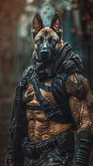 German Shepherd Dog Warrior Cyborg Cyberpunk Cinematic Concept Art Fantasy character V1 50