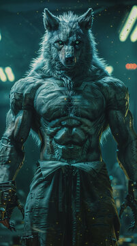 Wolf Werewolf Warrior Cyborg Cyberpunk Cinematic Concept Art Fantasy character V1 40