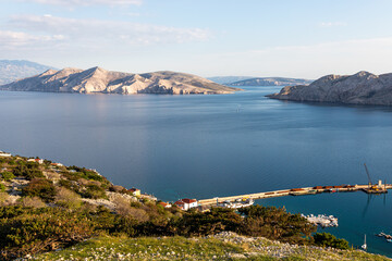 Fototapeta na wymiar Beautiful landscape on the Adriatic Sea. Sunny May day. Baska Voda Croatia
