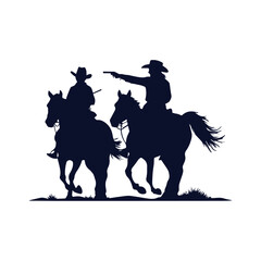 cowboys on a wild horse silhouette collection