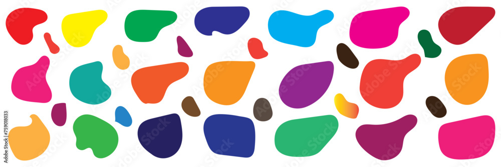 Poster organic colorful blob shape isolated on transparent background. abstract fluid shapes vector set, si
