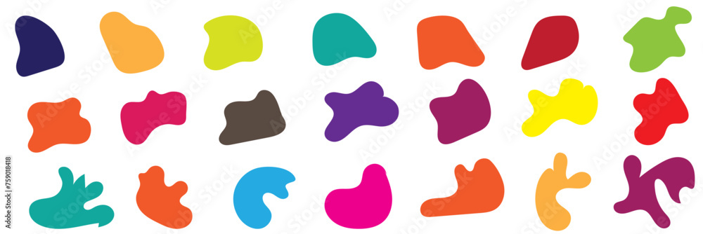 Poster organic colorful blob shape isolated on transparent background. abstract fluid shapes vector set, si