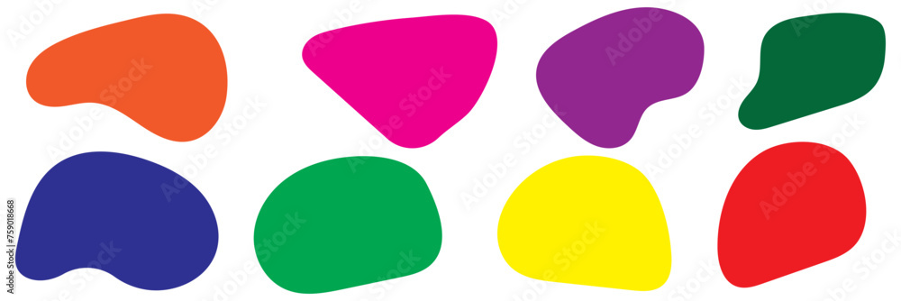 Poster organic colorful blob shape isolated on transparent background. abstract fluid shapes vector set, si