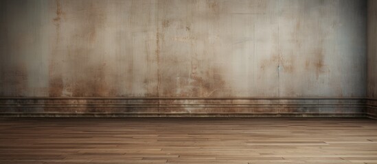 Empty room with wooden floor and aged wall