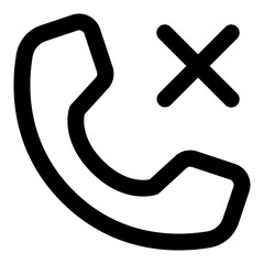 Telephone error icon in outline style. Simple delete call vector illustration — pixel-perfect icon.