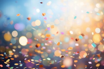 Celebrate the beauty of springtime festivals with a bokeh background of colorful confetti in the air. 