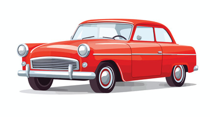 Vector image of a red car in retro style flat vector