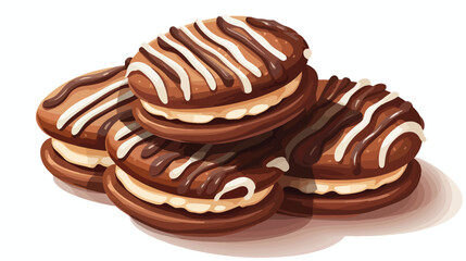 Vector of cookies with chocolate cream flat vector