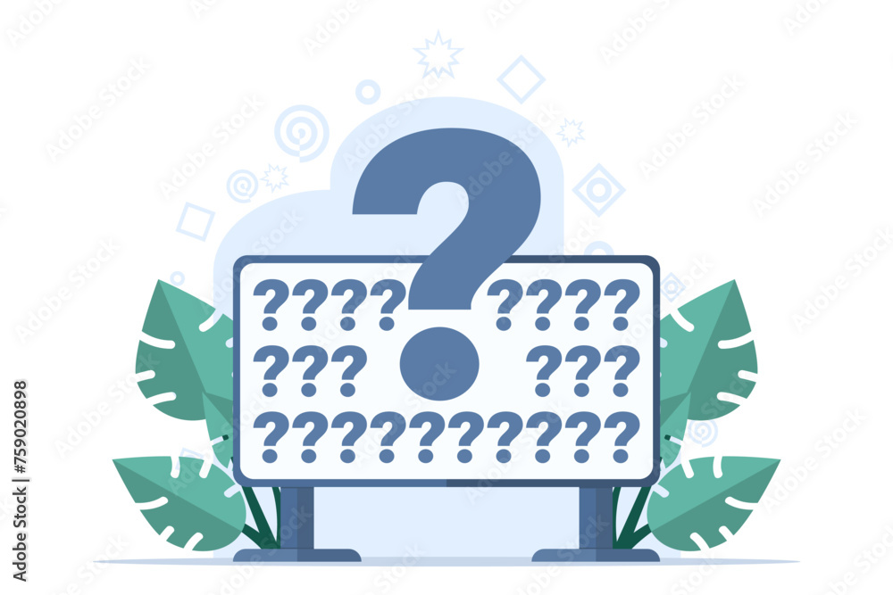 Poster concept of help, asking questions and getting answers. instruction and information support. online i