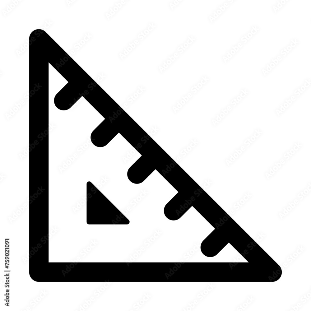Poster triangle ruler icon in outline style. simple measurement vector illustration — pixel-perfect icon.