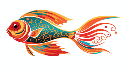 Vector Tattoo Fish flat vector isolated on white background