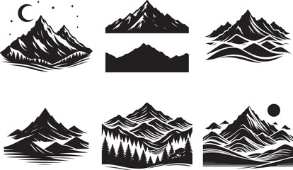 Mountain silhouette vector illustration set
