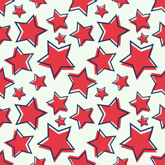 Seamless pattern with stars and outline, colored